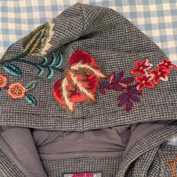 Johnny Was Embroidered Zip-Up Hoodie – Gray – Size L - Picture 5 of 7